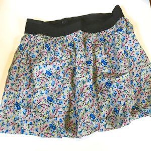 Neon Floral Print Skirt w/ Pockets